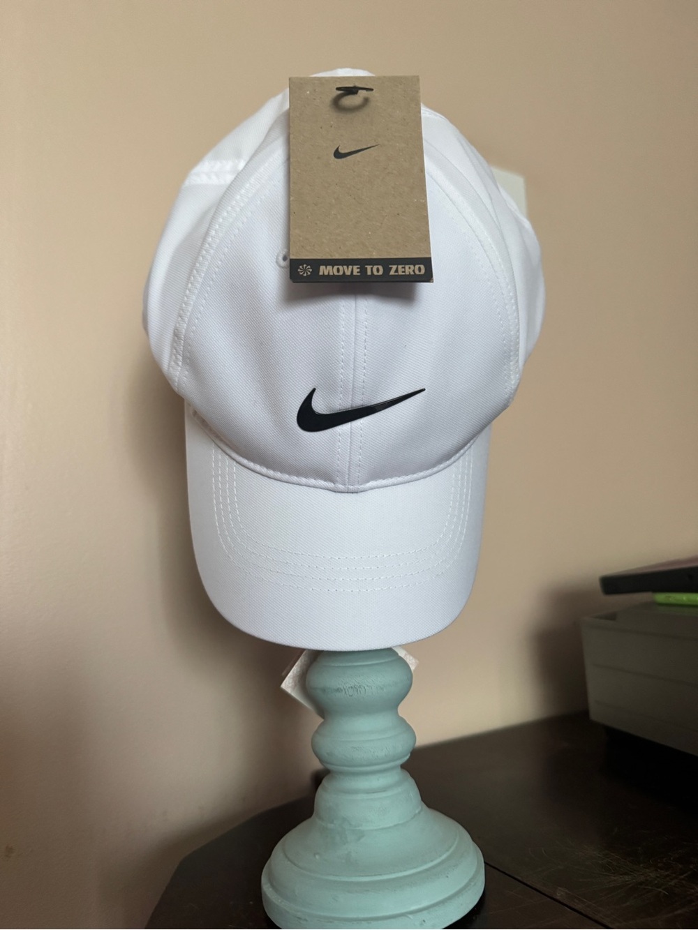 Nike White Baseball Cap with Black Swoosh